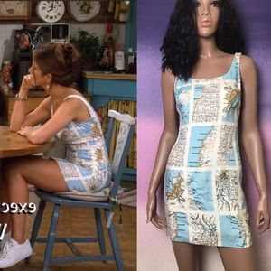 📺 Rachel Green 90s Vintage Map Dress from Friends